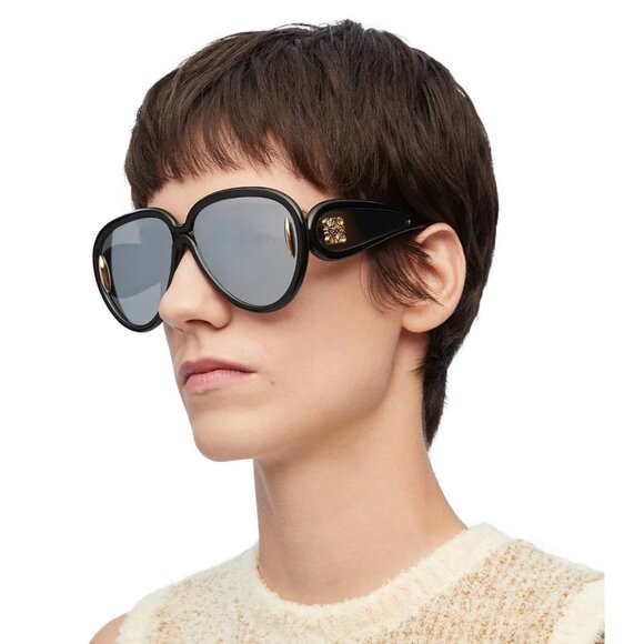NEW LOEWE LW40132I 01C, LOEWE BLACK SILVER UNISEX SUNGLASSES LOEWE - Picture 1 of 11
